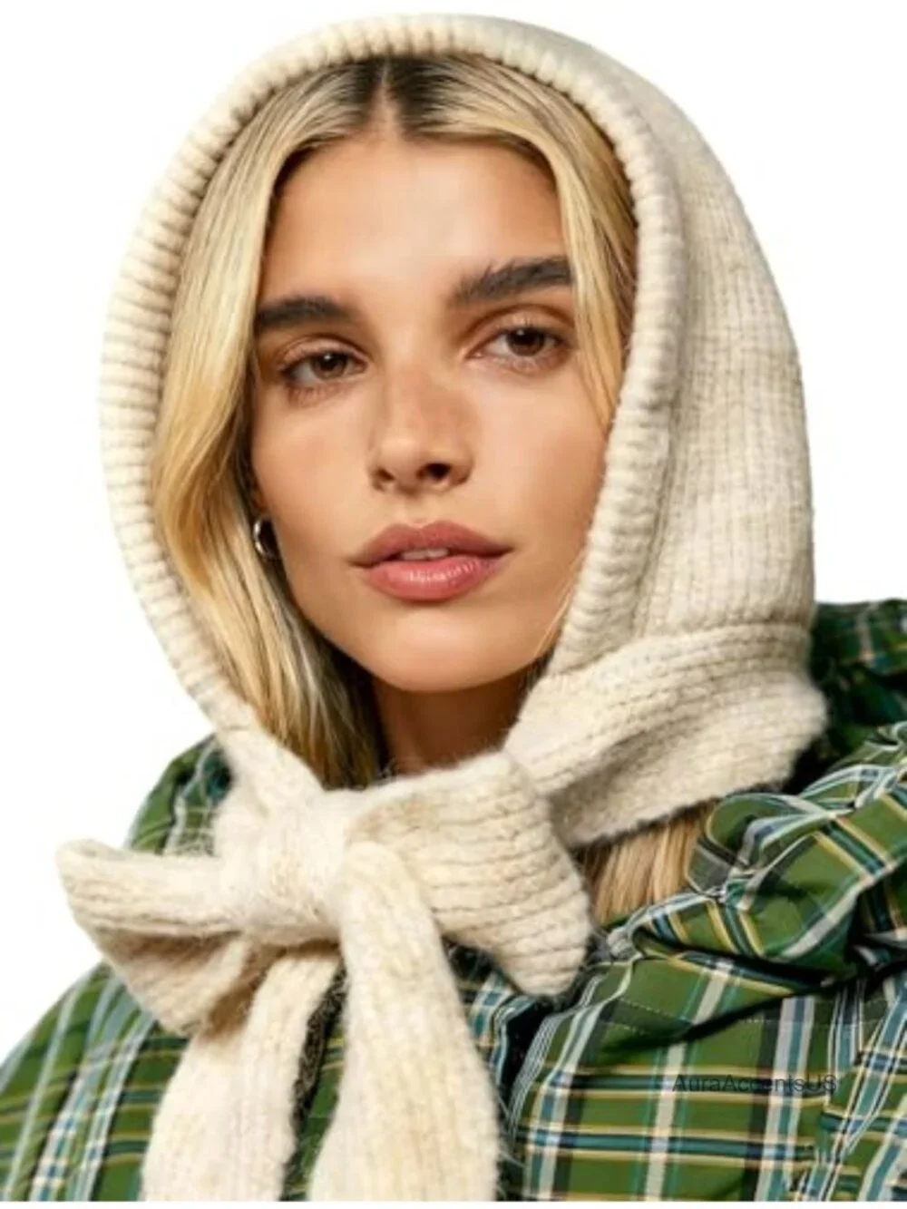 Cozy Knit Hooded Scarf for Women Winter Wrap Balaclava Beanie Hat Neck Warmer